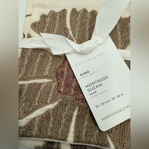 Pottery Barn Montrose Suzani Embroidered Euro Sham Cover Rosewood 26”x26” - Picture 5 of 5